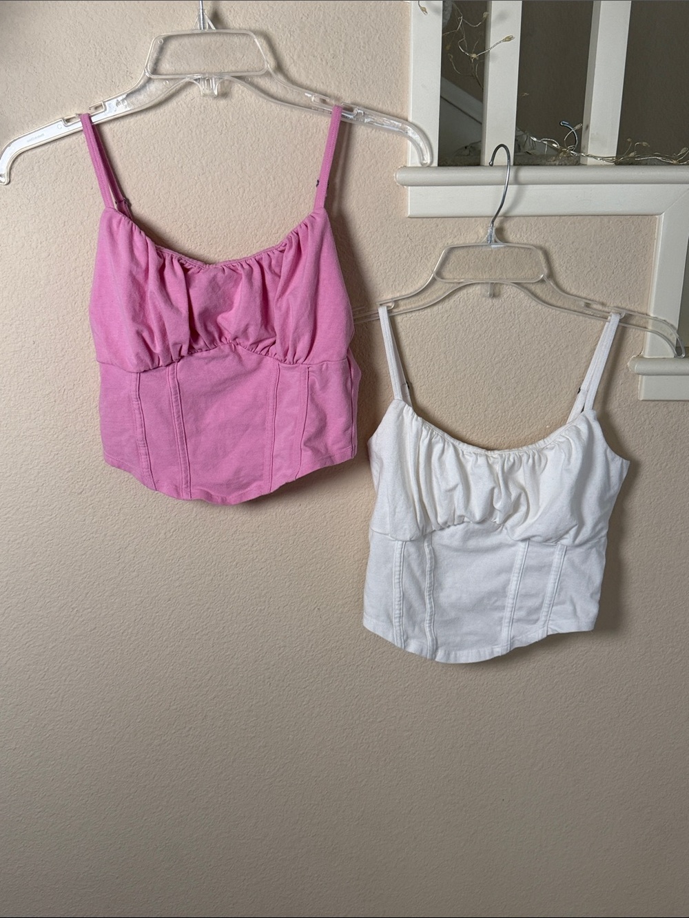 Hollister Sweetheart Bustier Tank Top - Pink & White Bundle